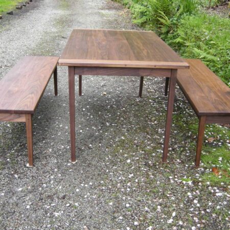American Black Walnut Table and Benchs
